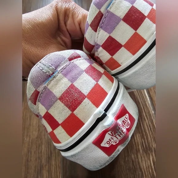 Vans Classic Slip-On Rainbow Checkerboard Sz 7 - Picture 4 of 8